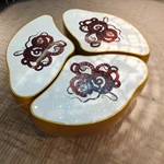 Artistic Gold Coffee Table with Hand-Painted Top Panels